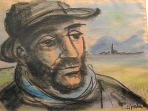 96-year-old Evanston, IL artist Peggy Lipschutz's chalk drawing inspired by "Poor Wayfaring Stranger."